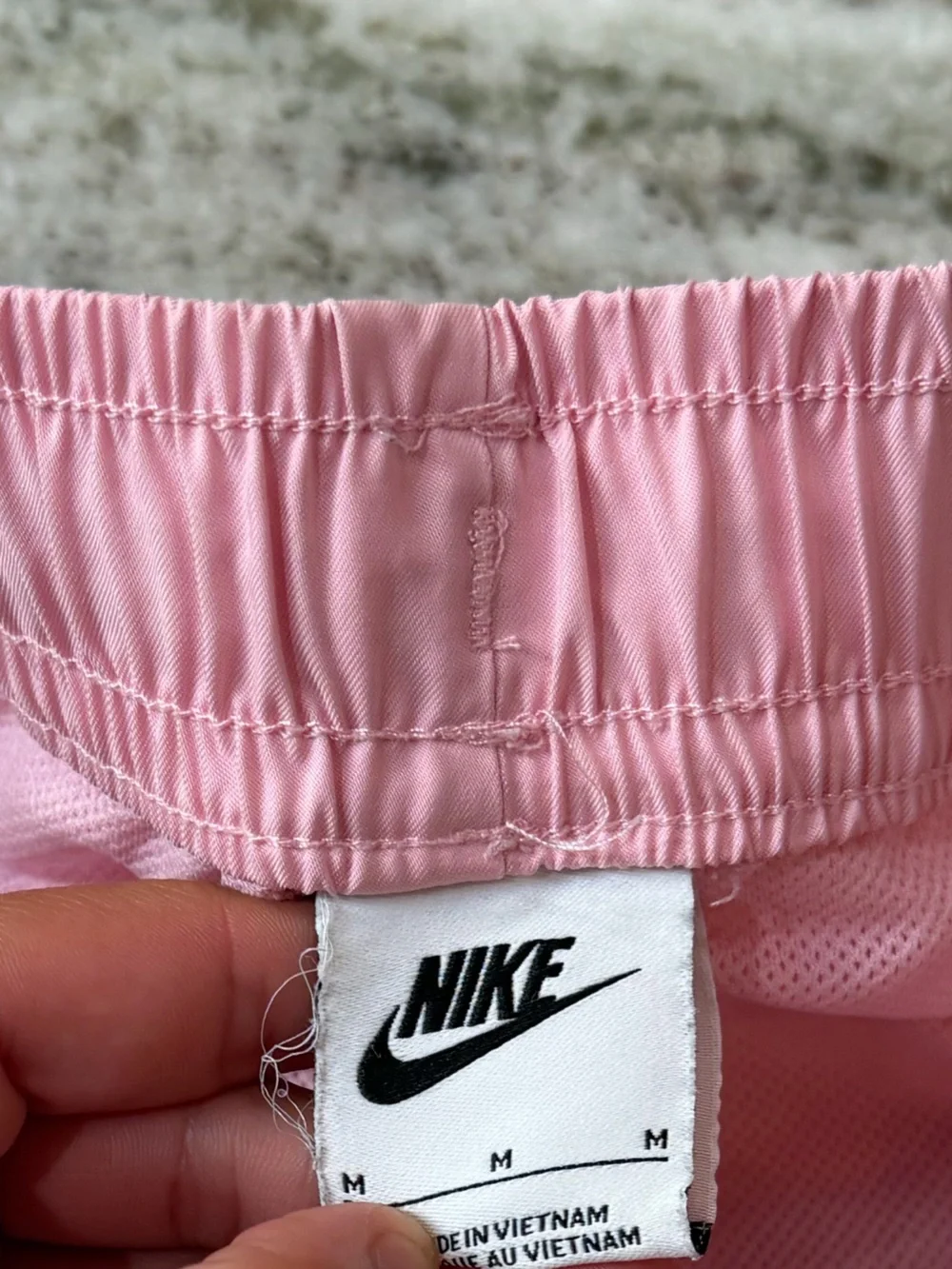 Nike Men’s Light Pink Athletic Swim Shorts with White Drawstring
